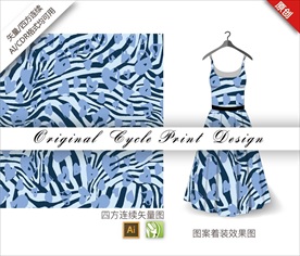 原创手绘豹纹抽象条纹循环图案