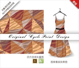 原创手绘线条色块抽象循环图案