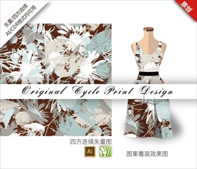 原创手绘抽象荷兰菊花丛 图案