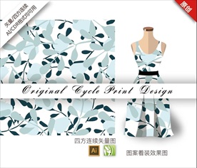 原创手绘抽象简约树叶循环图案