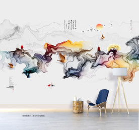 山水画 抽象画 新中式背景墙