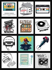 卡通音乐杂志海报插画元素组合