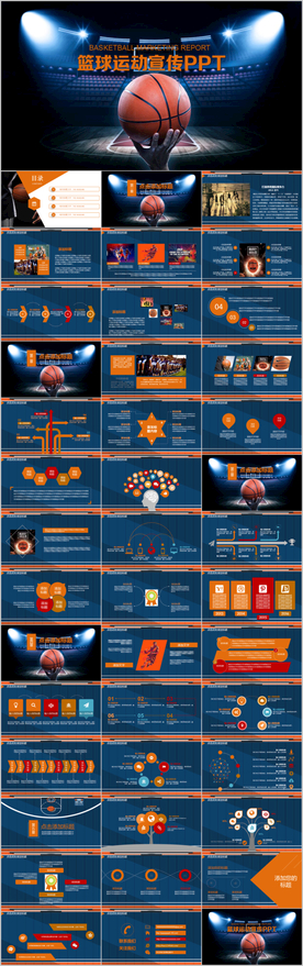 篮球比赛运动ppt动态模板