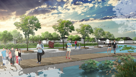 村落景观亲水栈道效果图