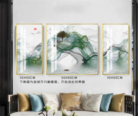 写意三联画 山水装饰画