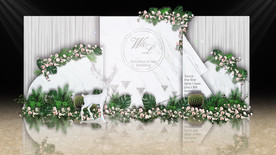 白绿色森系婚礼迎宾区