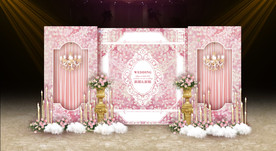 欧式粉色婚礼迎宾区
