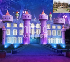 卡通建筑外装饰夜景亮化效果图