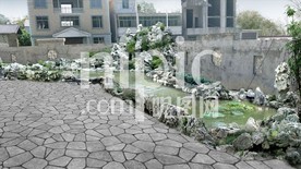 太湖石假山跌水景观效果图