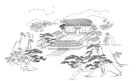 安溪铁观音文史馆矢量水墨设计图