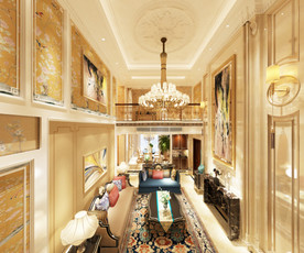 欧式复式客厅模型附带高清效果图