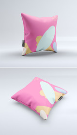 高档粉色北欧印花图案手绘抱枕