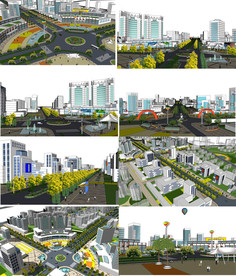 城市十字路口转盘su