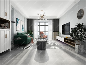 北欧客餐厅集成墙面模型效果图