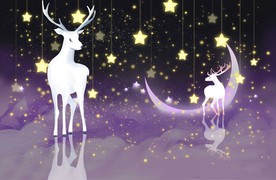 梦幻唯美星星月亮背景墙壁画