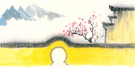 原创 黄墙红梅花