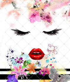 印花图案睫毛 口红