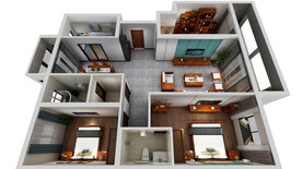 新中式风格装修户型效果图