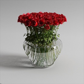 红玫瑰和花瓶模型