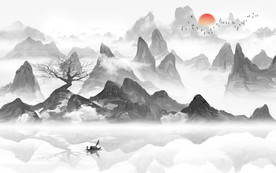 高档 现代山水画 TIF分层