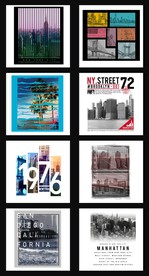 城市平面插画印花效果图