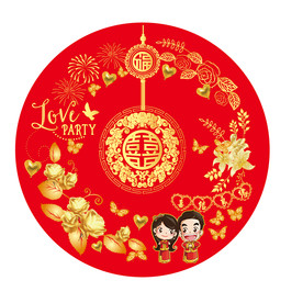 圆形金色花纹贴纸