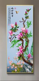 原创玄关玉兰花鸟雅啥兰香装饰画