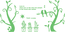 家庭树绿色森林矢量卡通