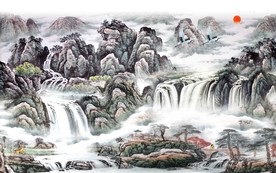 中式山水装饰画背景墙