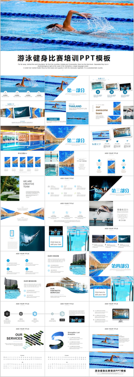 游泳健身比赛培训PPT模板