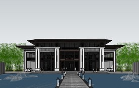 新中式售楼部SU模型