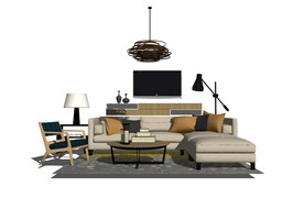 现代家具组合SU模型