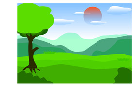 失量儿童画风景