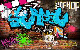 个性砖墙街头涂鸦工装背景墙