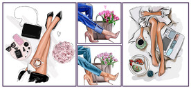 矢量手绘现代都市女性