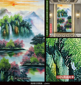 聚财山水风景油画