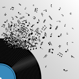 矢量音符与唱片