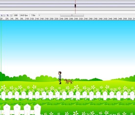 人和狗在野外散步动画15秒