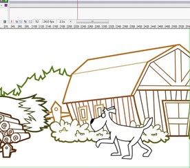 欧美风格简笔画小狗经过农场5秒