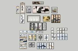 新中式挂画SU模型