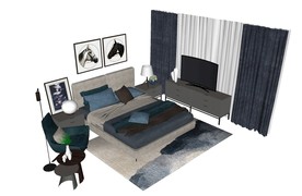 现代家具组合SU模型