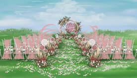 粉色户外婚礼仪式区