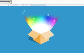 纸盒打开后出现闪亮星光动画