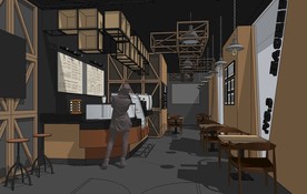 工业风奶茶店SU模型