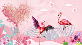 火烈鸟背景墙