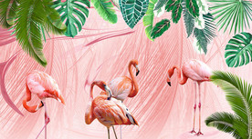 火烈鸟背景墙