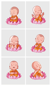 佛教和尚小沙弥卡通形象