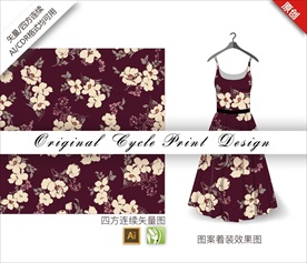 矢量迎春花朵四方连续