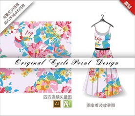 矢量桂花四方连续图案