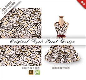 矢量叶子四方连续图案